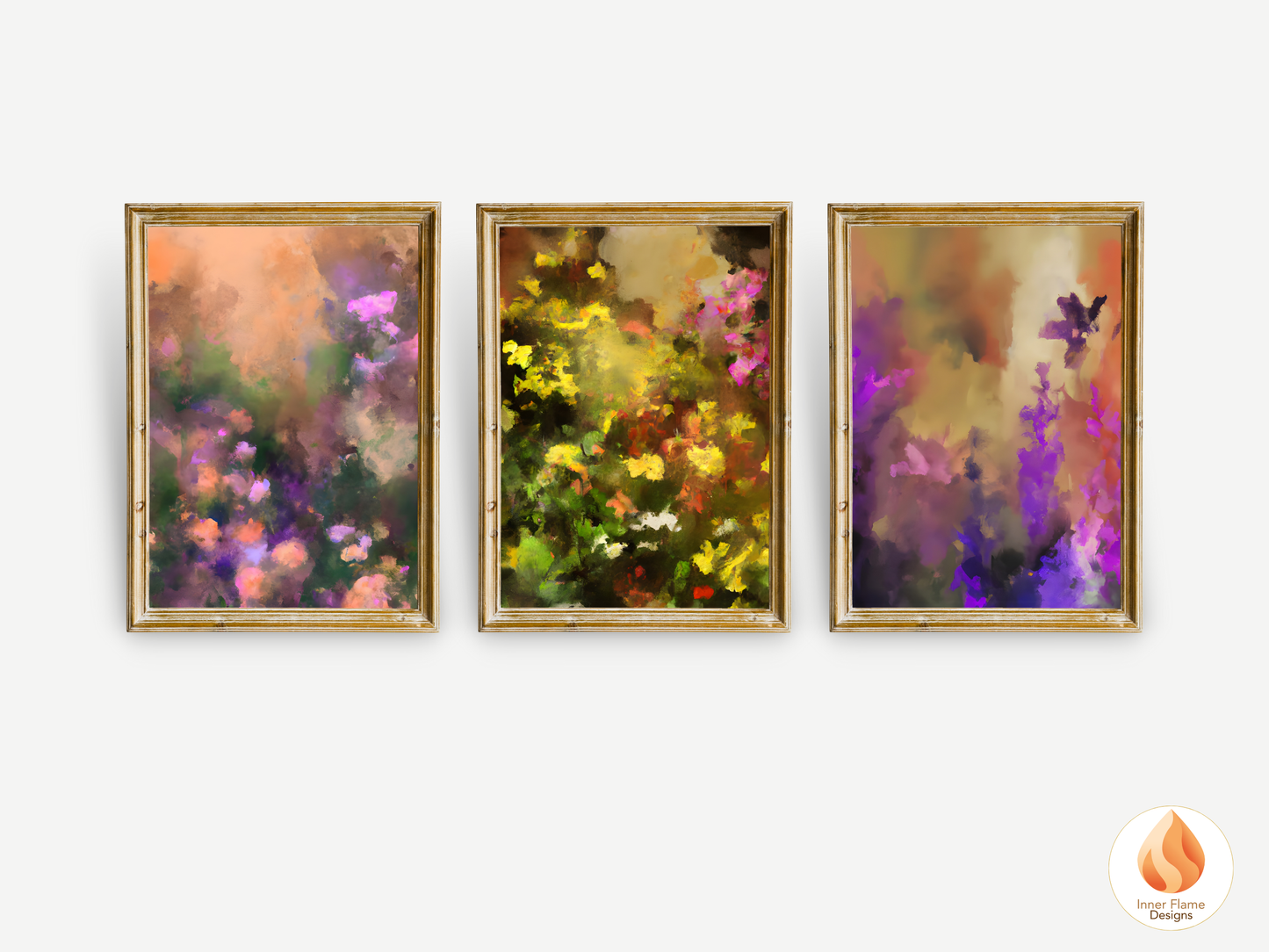 Enchanting Flower Artwork for Modern Home Design | Triptych Artwork
