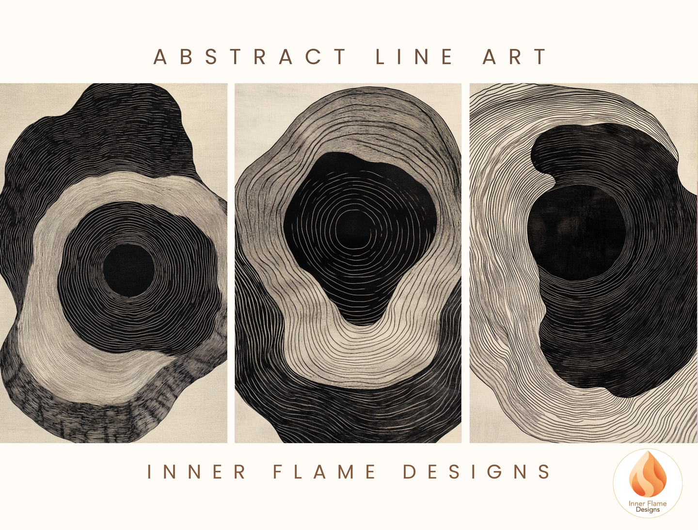 Intense Line Art for Modern Home Design | Triptych Artwork