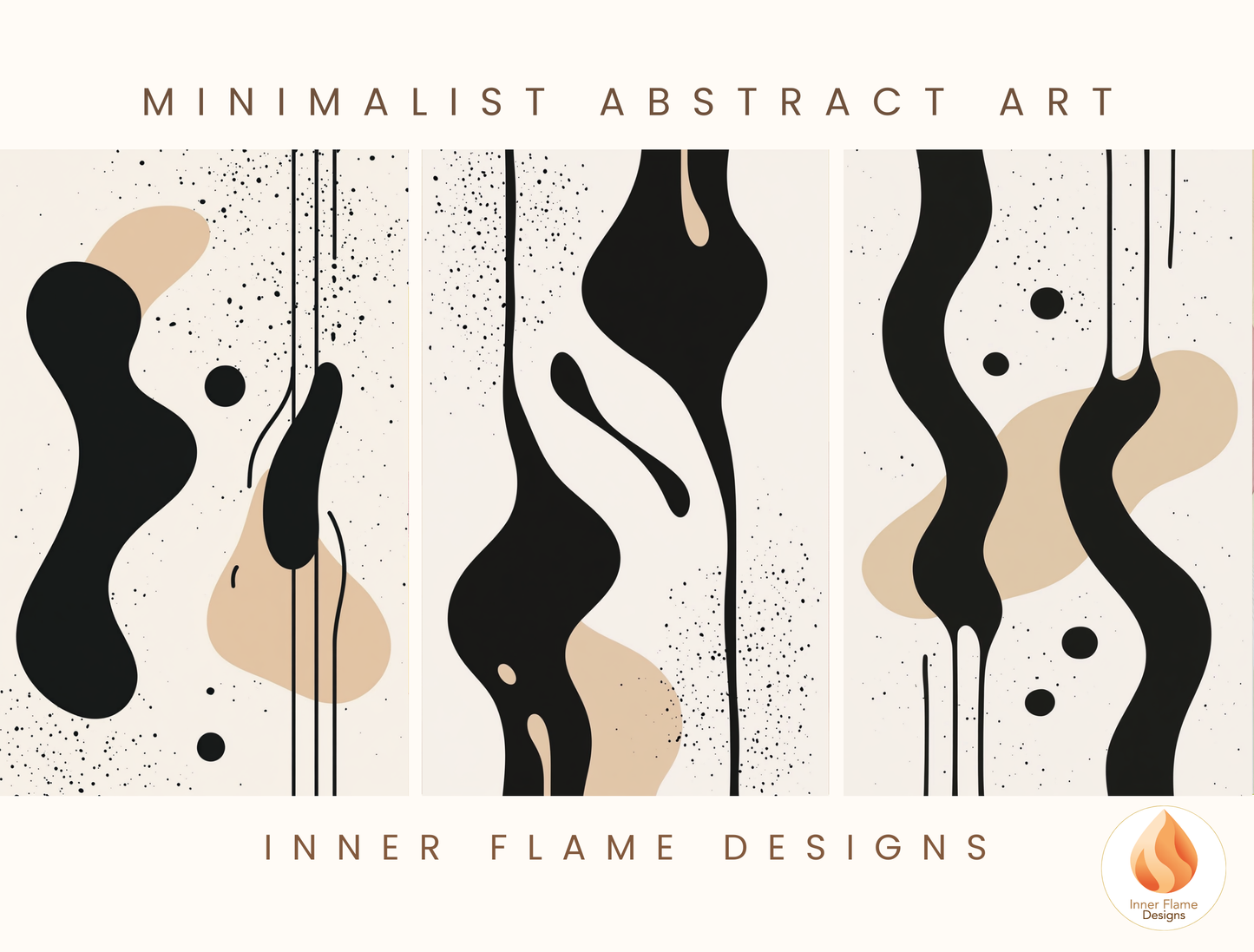 Fluid Minimalist Art for Modern Home Design | Triptych Artwork