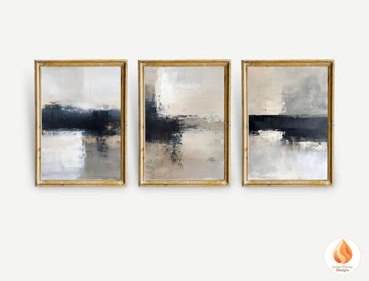 MonochromaticMinimalist Art for Modern Home Design | Triptych Artwork