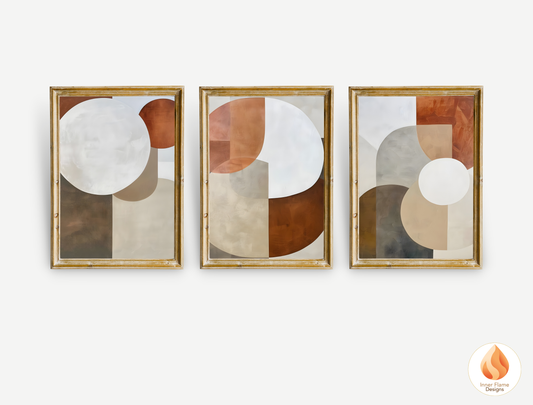 Earthy Geometric Artwork for Modern Home Design | Triptych Artwork