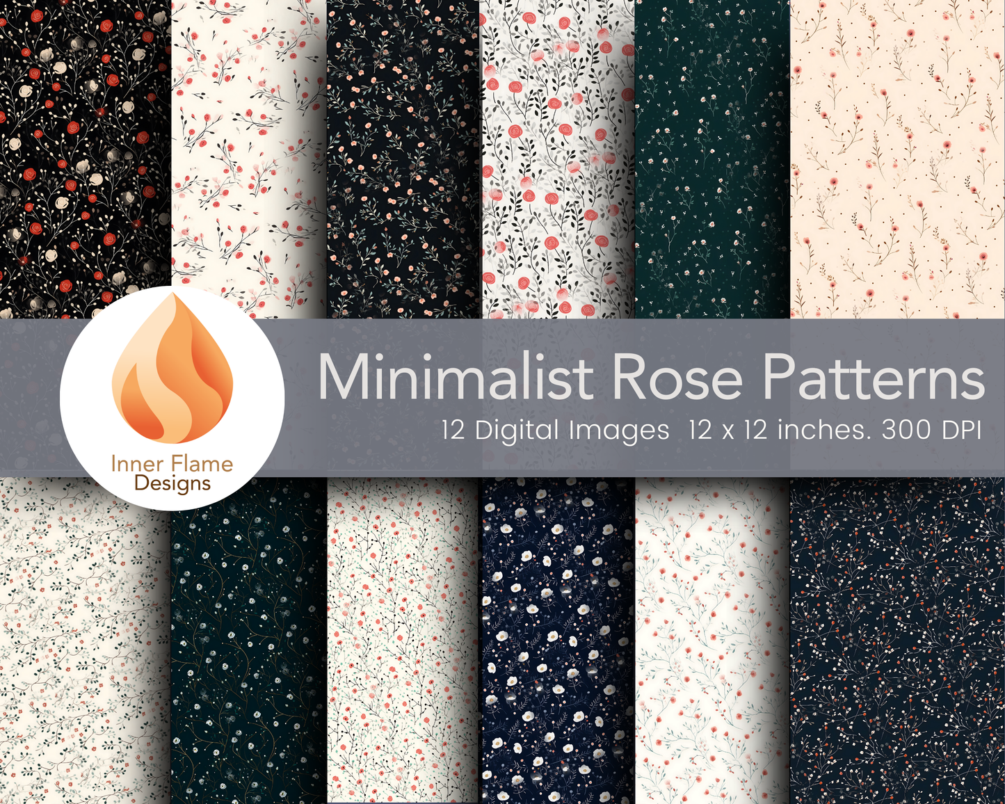 Minimalist Rose Floral Surface Patterns | Seamless Patterns for Wallpaper, Textiles, Packaging and Digital Designs