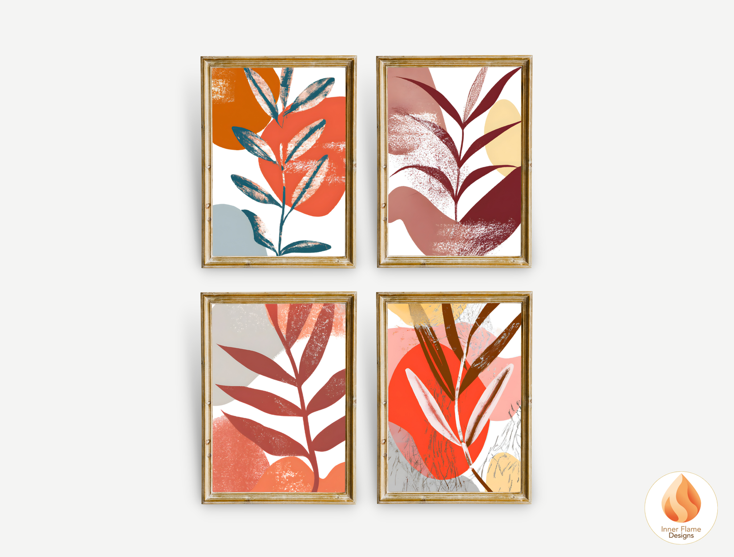 Bright Boho Wall Art Décor for Modern Home Design | Four Piece Wall Art