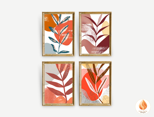 Bright Boho Wall Art Décor for Modern Home Design | Four Piece Wall Art
