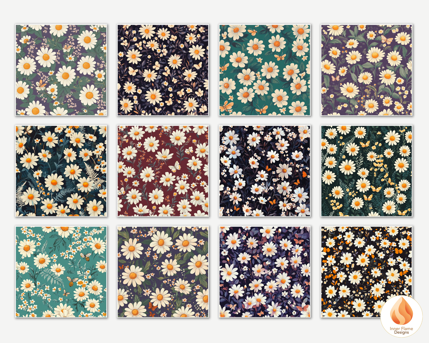 Dynamic Daisy Floral Surface Patterns | Seamless Patterns for Wallpaper, Textiles, Packaging and Digital Designs