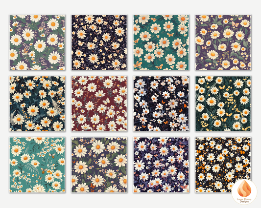 Dynamic Daisy Floral Surface Patterns | Seamless Patterns for Wallpaper, Textiles, Packaging and Digital Designs