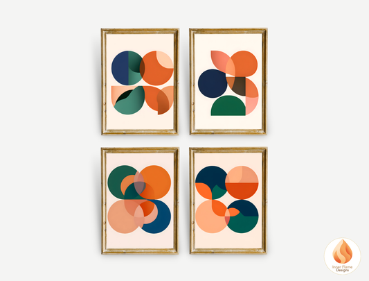 Vibrant Geometric Artwork for Modern Home Design | Four Piece Wall Art