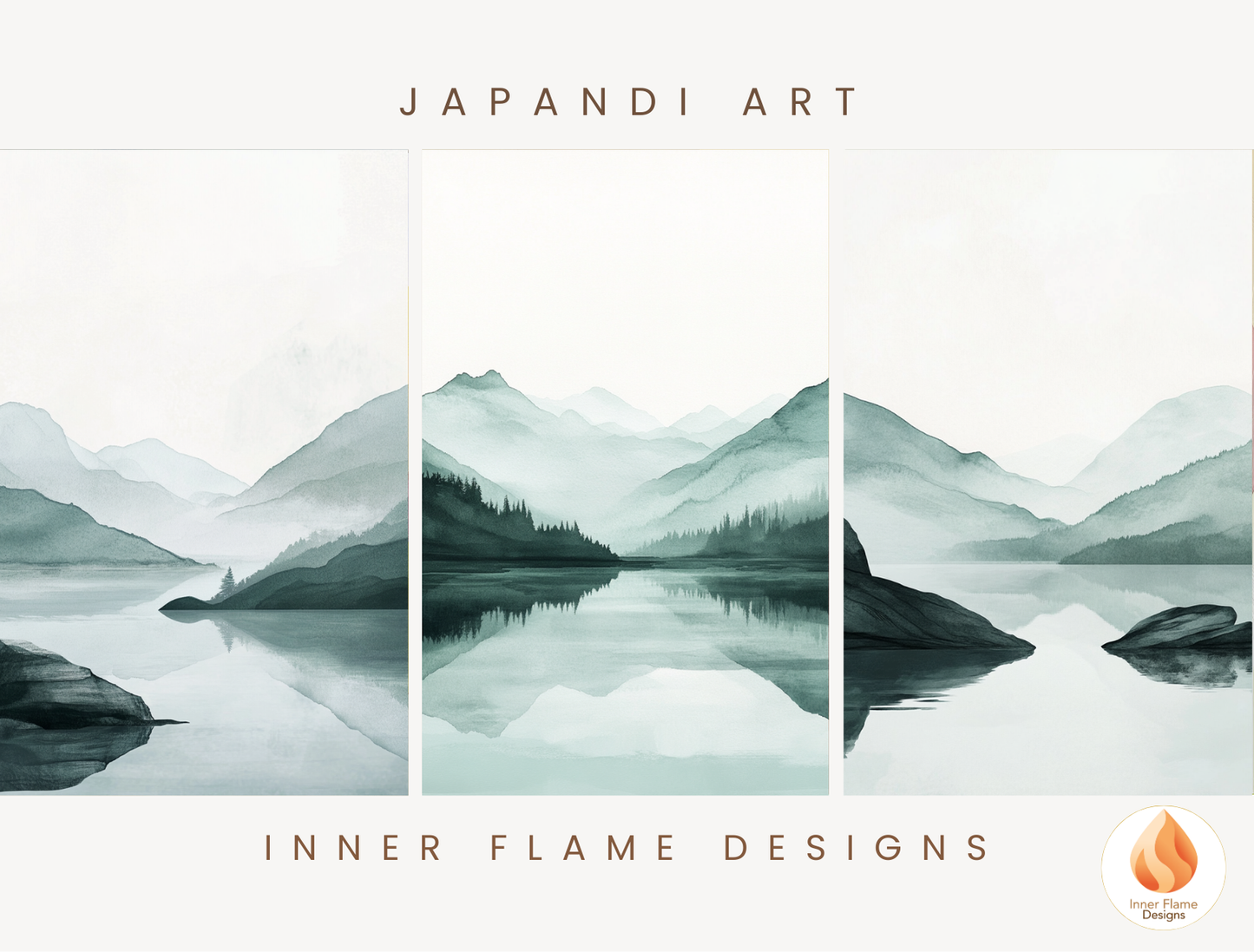 Meditative Japandi Art for Modern Home Design | Triptych Artwork