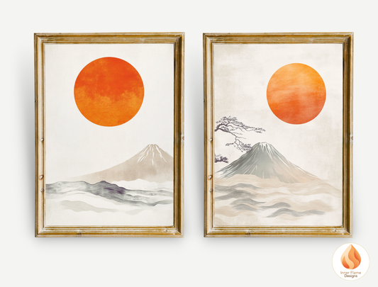 Harmonious Japandi Art for Modern Home Design | Diptych Artwork (Series 2)