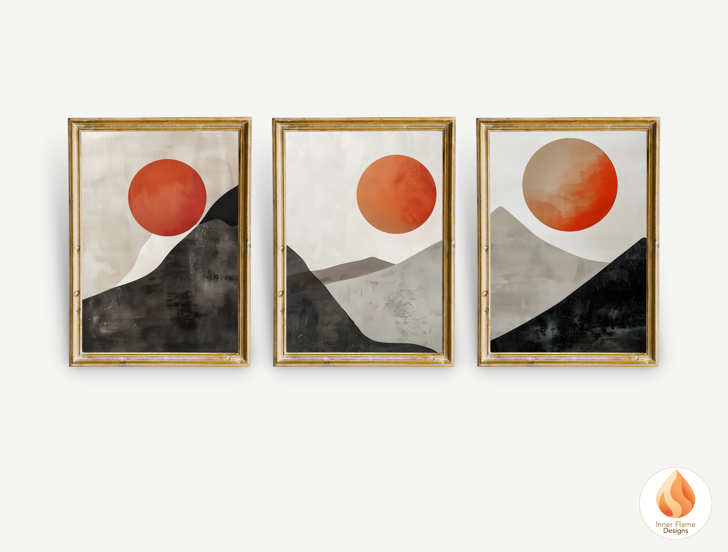Ethereal Japandi Art for Modern Home Design | Triptych Artwork (Series 5)