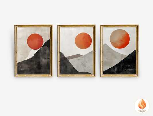 Ethereal Japandi Art for Modern Home Design | Triptych Artwork (Series 5)
