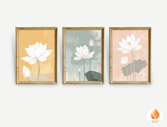 Subtle Japandi Art for Modern Home Design | Triptych Artwork (Series 4)