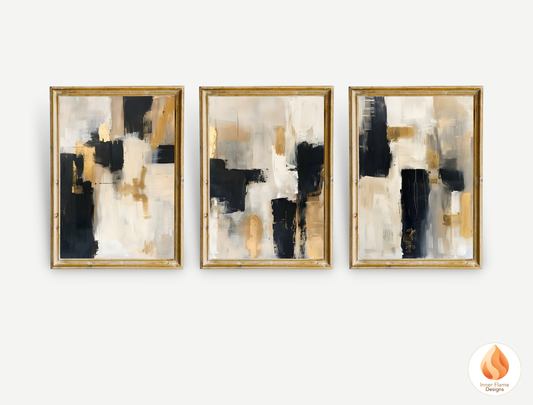 Sophisticated Minimalist Art for Modern Home Design | Triptych Artwork