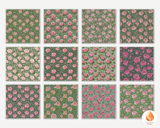 Lush Rose Floral Surface Patterns | Seamless Patterns for Wallpaper, Textiles, Packaging and Digital Designs