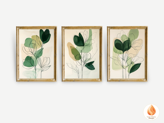Organic Line Art for Modern Home Design | Triptych Artwork