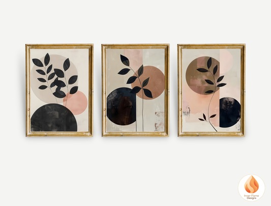 Charming Japandi Art for Modern Home Design | Triptych Artwork (Series 1)