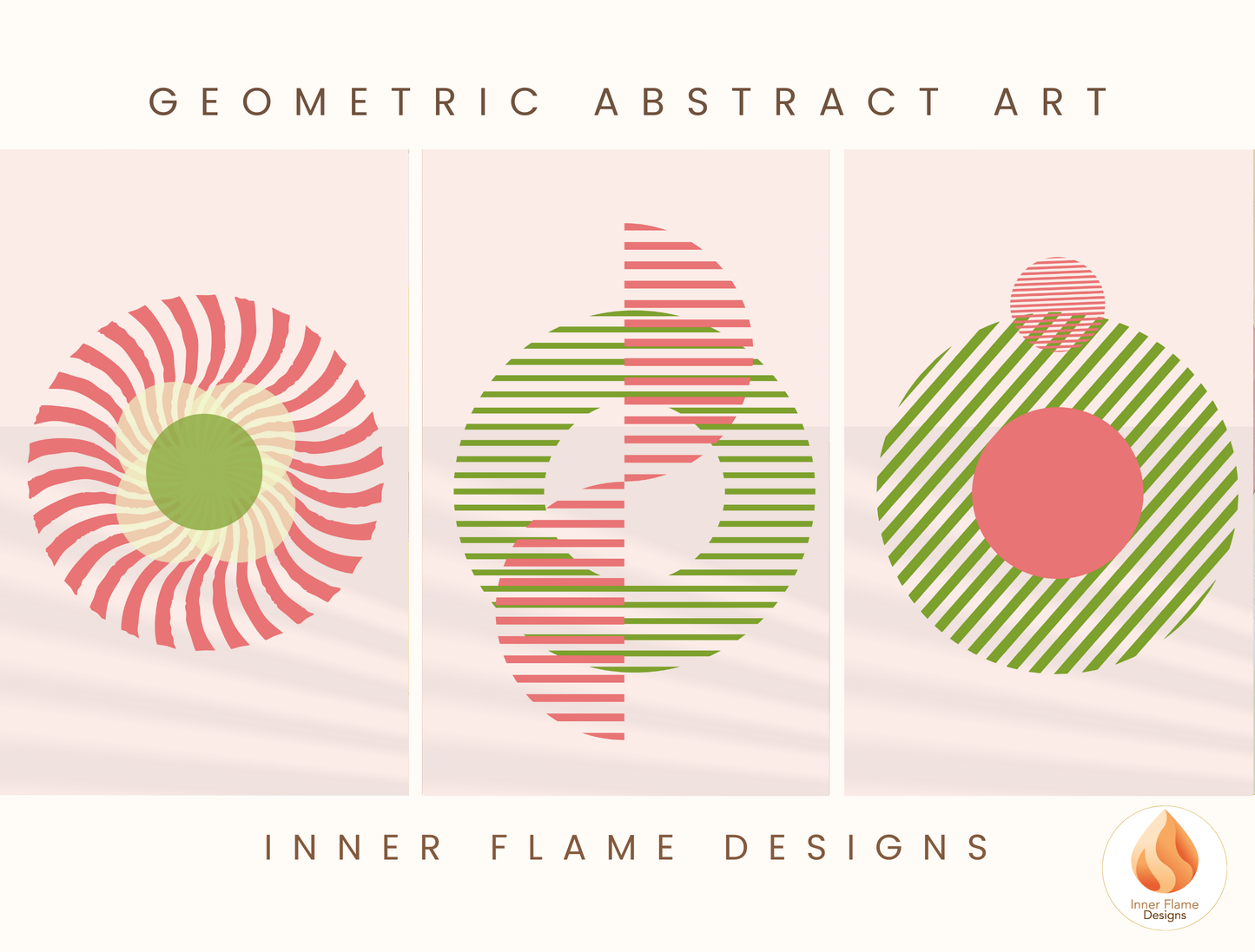 Playful Geometric Artwork for Modern Home Design | Triptych Artwork