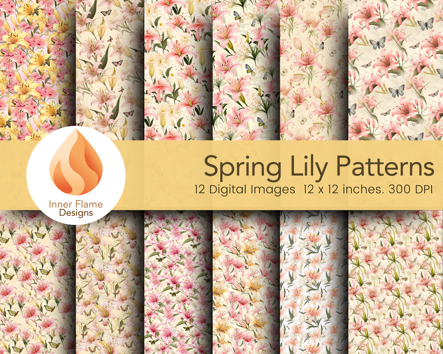Spring Lily Floral Surface Patterns | Seamless Patterns for Wallpaper, Textiles, Packaging and Digital Designs