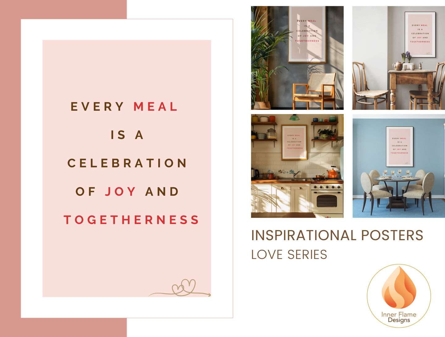 Motivational Poster with Quote on Family and Togetherness 3- "Every Meal Is A Celebration Of Joy And Togetherness"