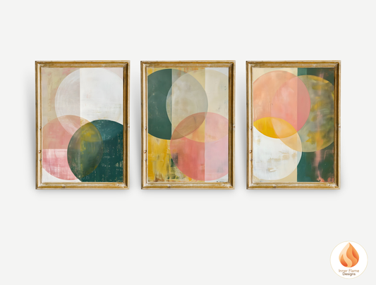 Elegant Geometric Artwork for Modern Home Design | Triptych Artwork