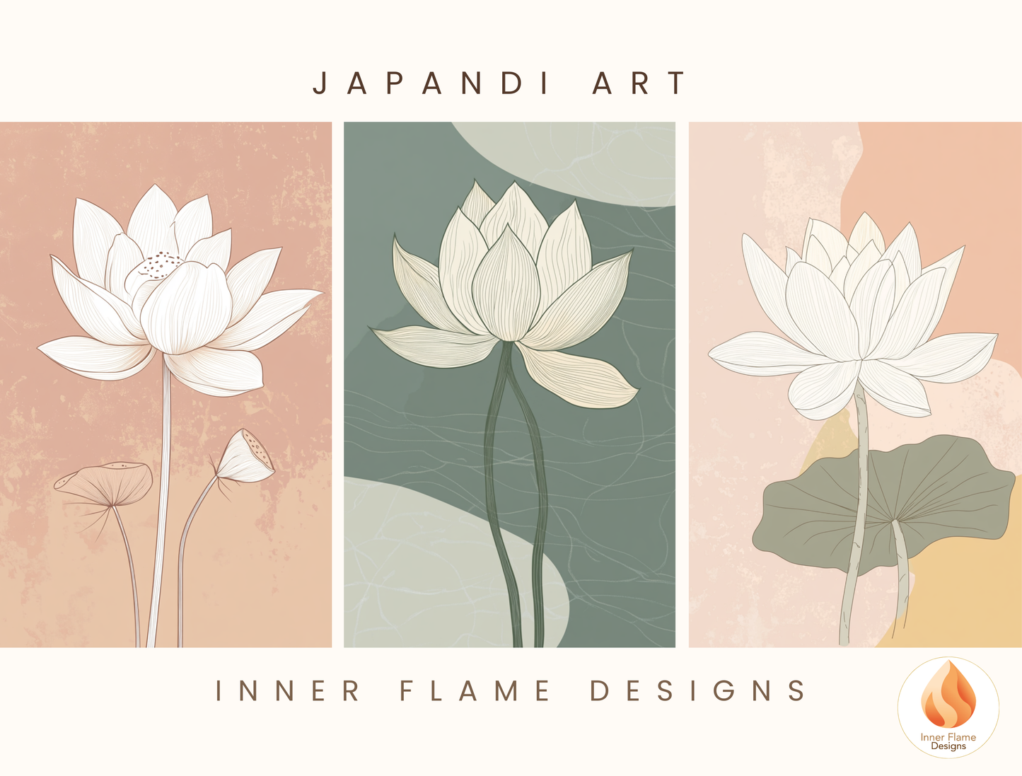 Subtle Japandi Art for Modern Home Design | Triptych Artwork (Series 3)