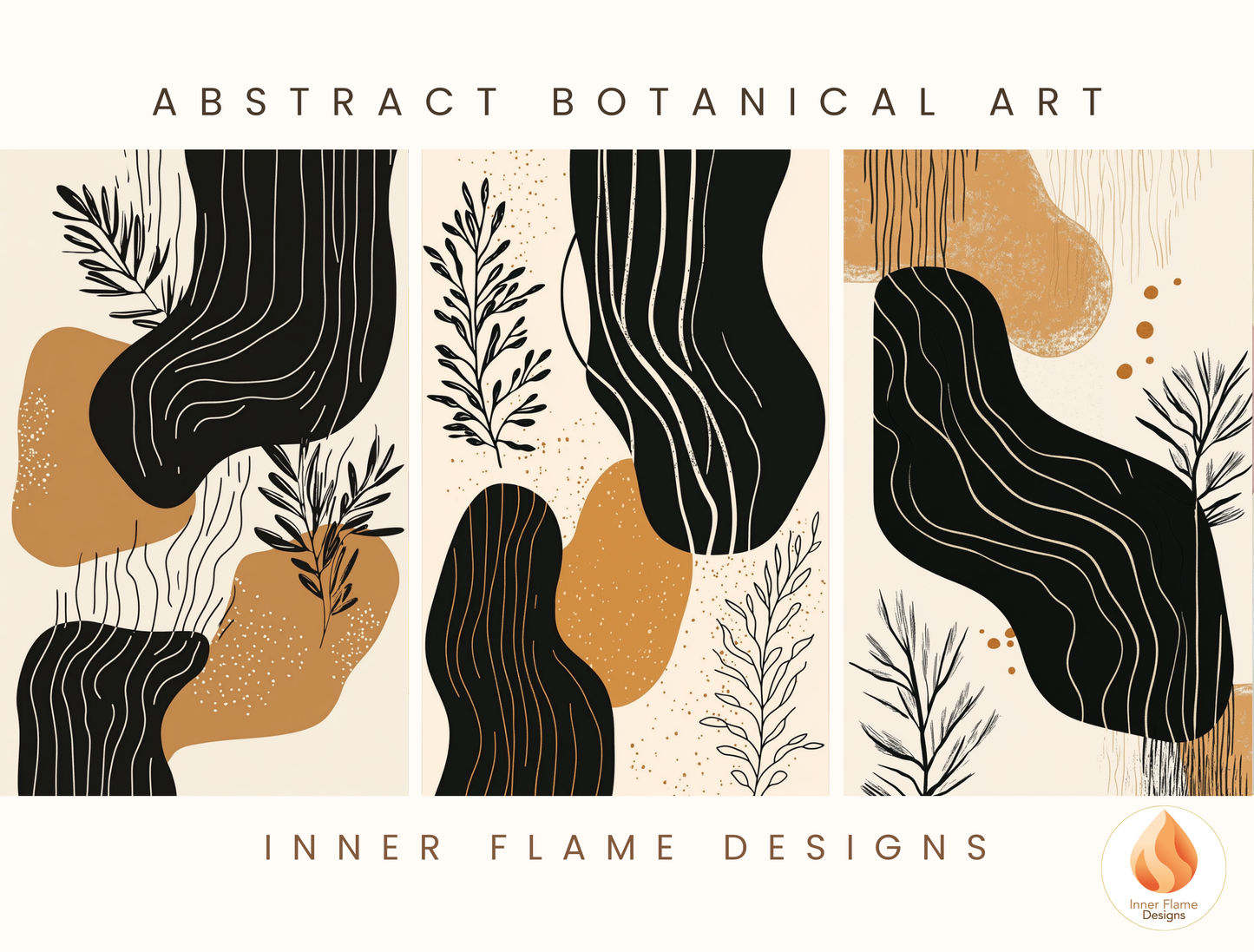 Organic Botanical Art for Modern Home Design | Triptych Artwork