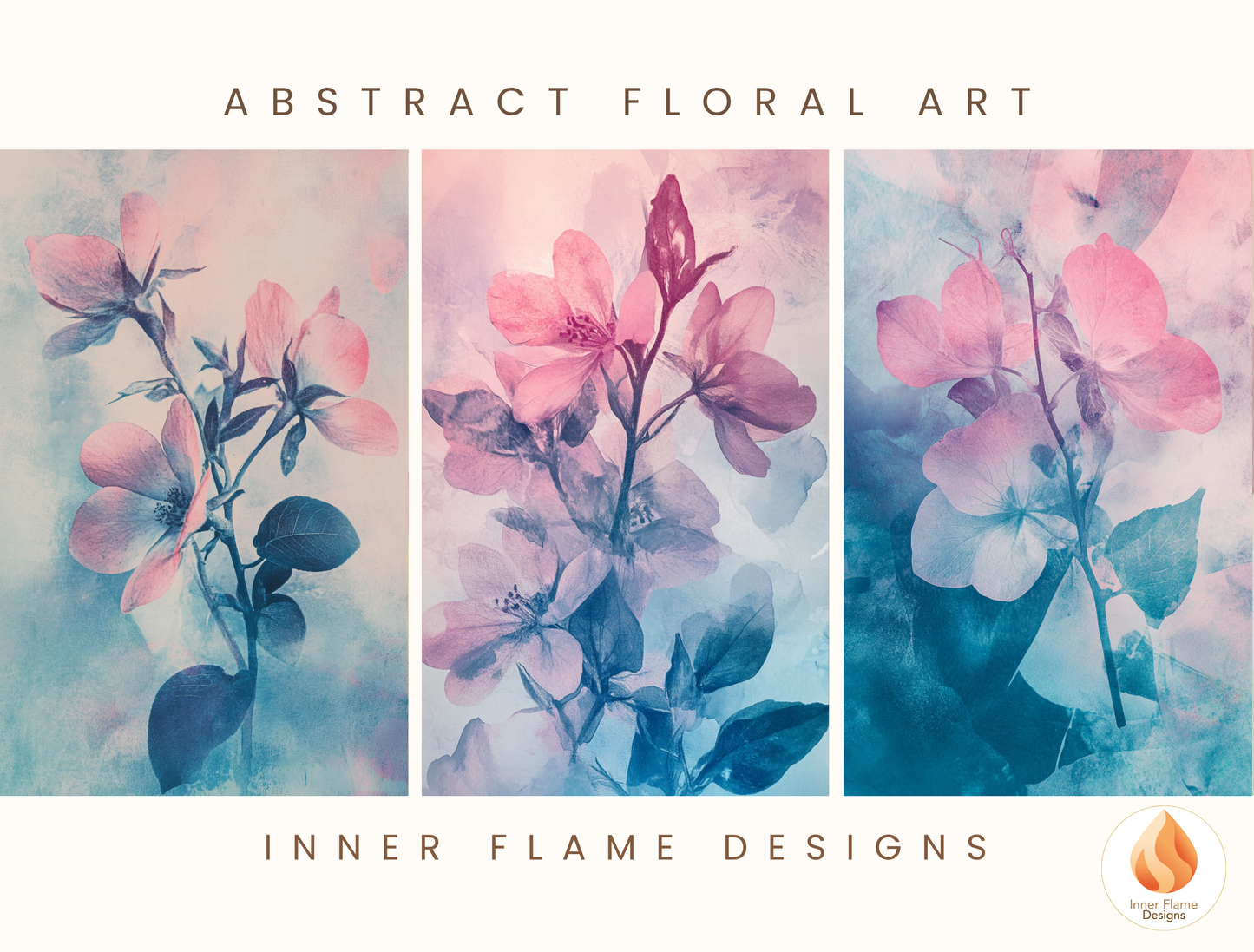 Romantic Flower Artwork for Modern Home Design | Triptych Artwork