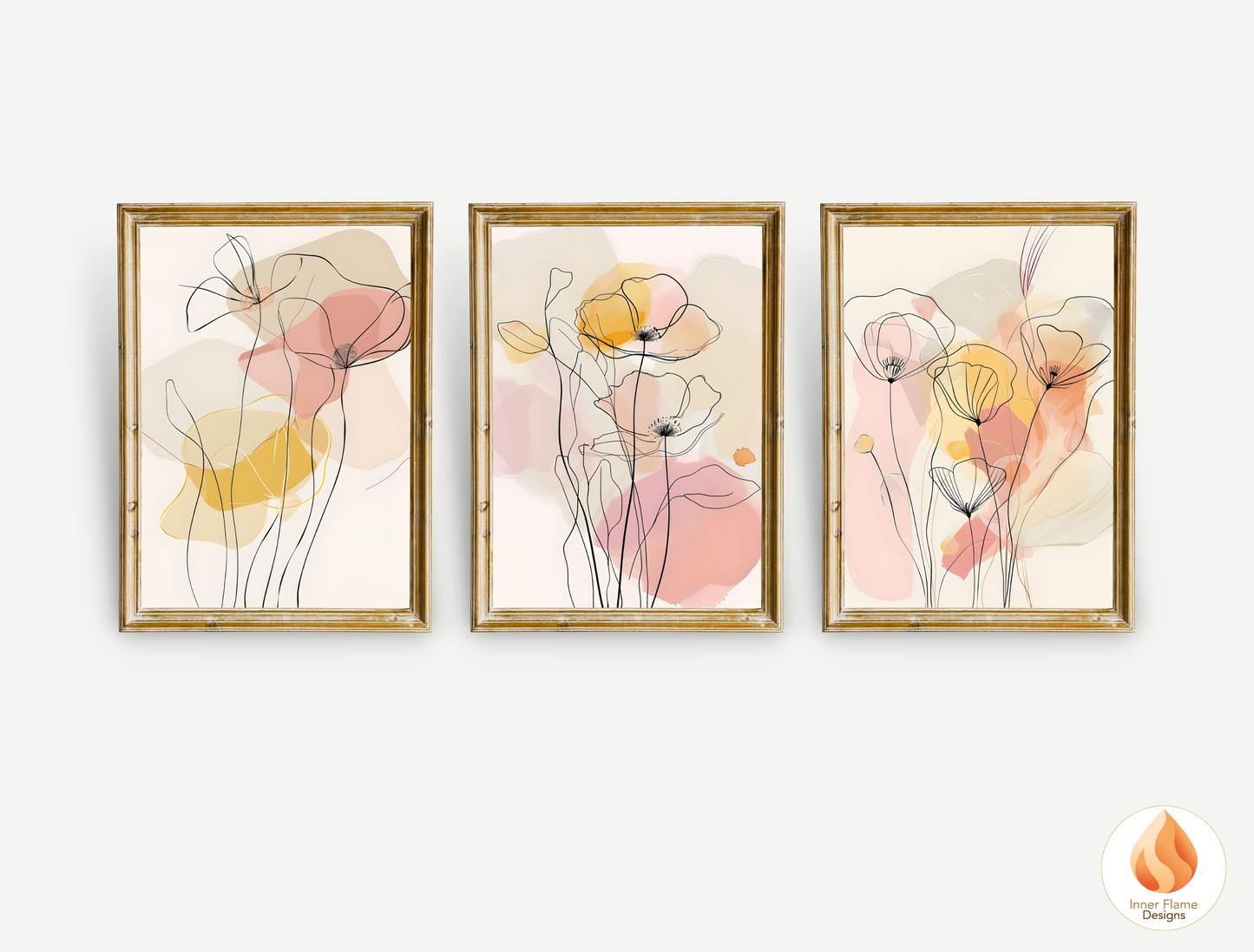 Graceful Line Art for Modern Home Design | Triptych Artwork (Series 4)