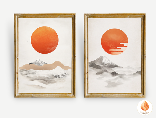 Harmonious Japandi Art for Modern Home Design | Diptych Artwork (Series 1)