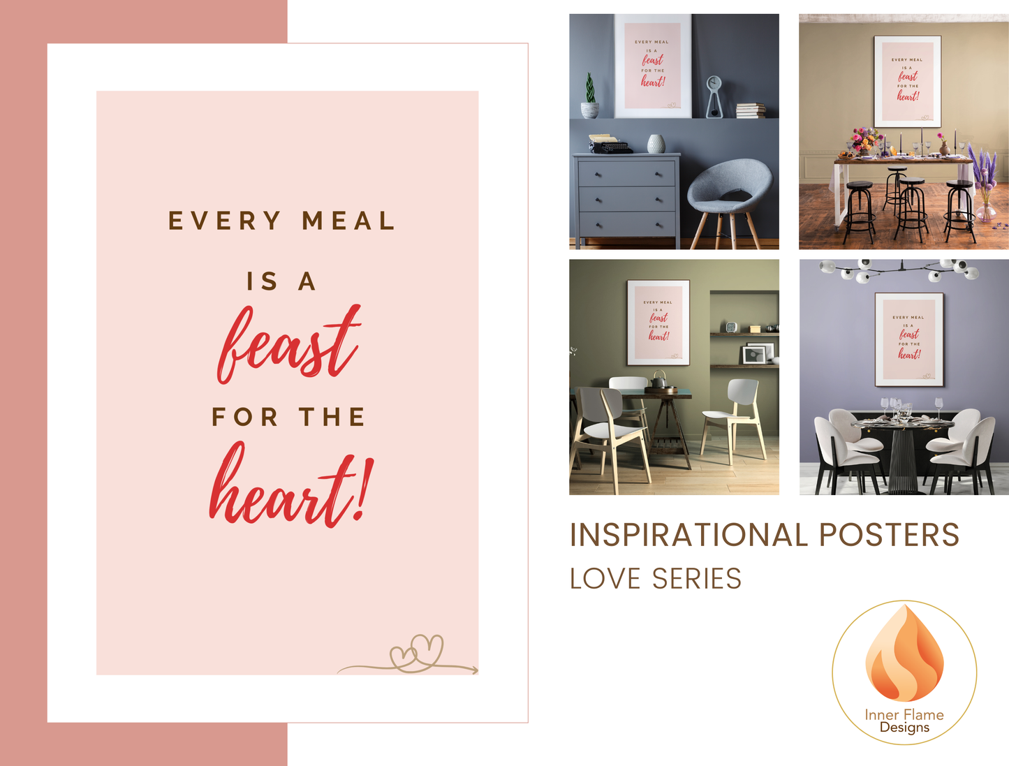 Motivational Poster with Quote on Family and Togetherness 1 - "Every Meal Is A Feast For The Heart!"