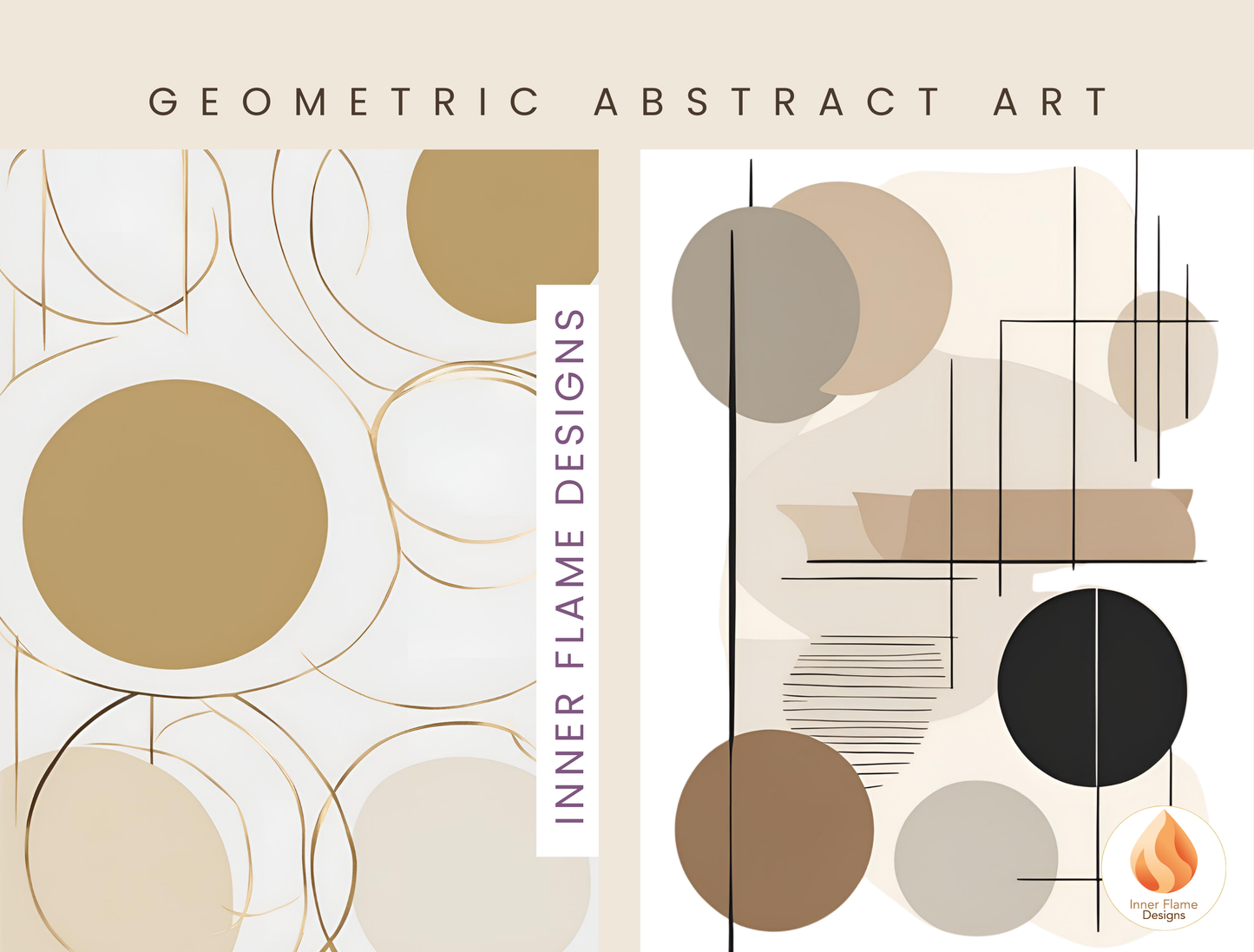 Classic Geometric Artwork for Modern Home Design | Diptych Artwork