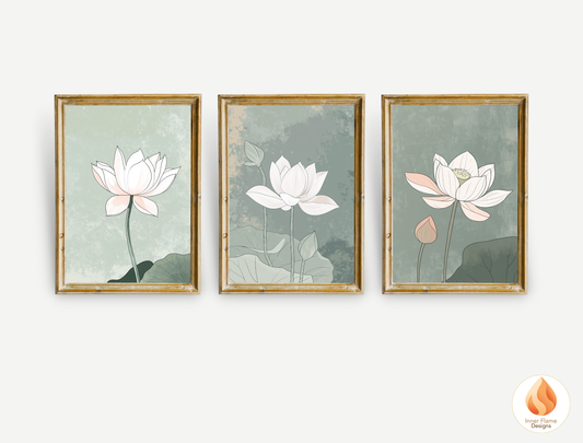 Subtle Japandi Art for Modern Home Design | Triptych Artwork (Series 5)