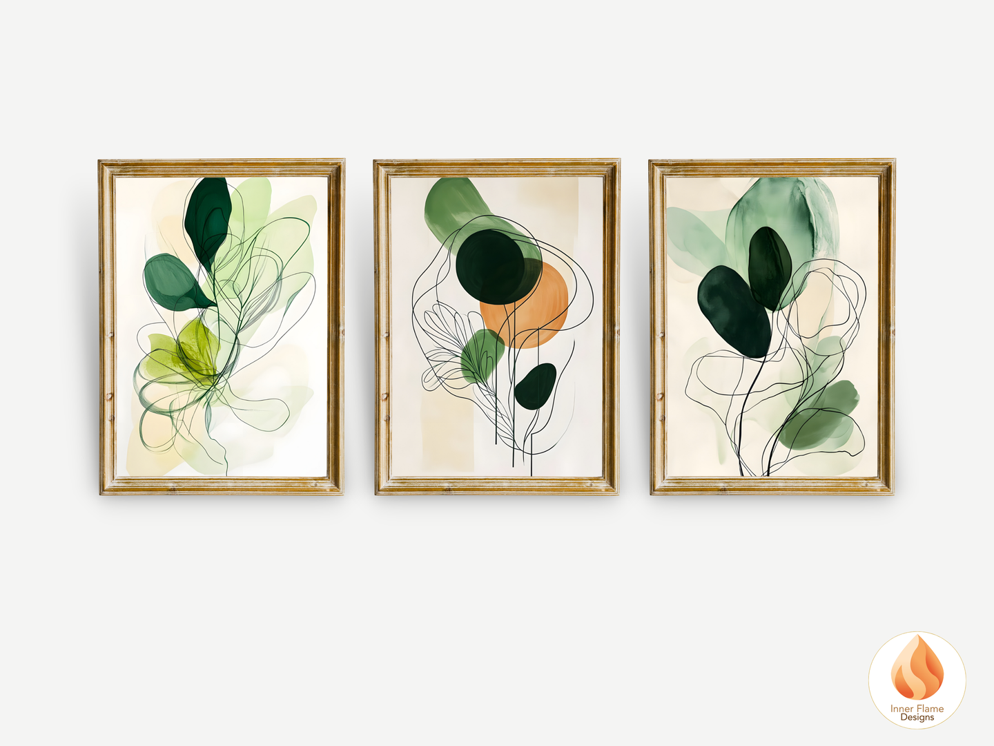 Fluid Line Art for Modern Home Design | Triptych Artwork