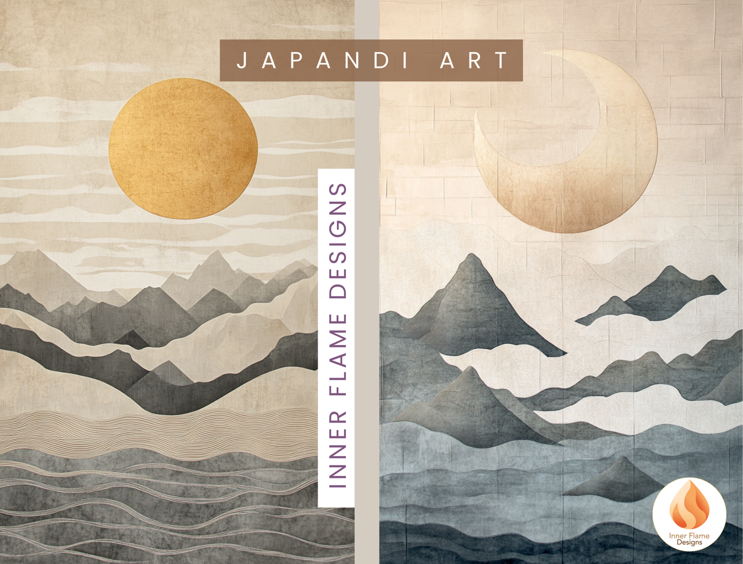 Poetic Japandi Art for Modern Home Design | Diptych Artwork