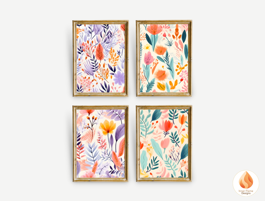 Cheerful Boho Wall Art Décor for Modern Home Design | Four Piece Wall Art