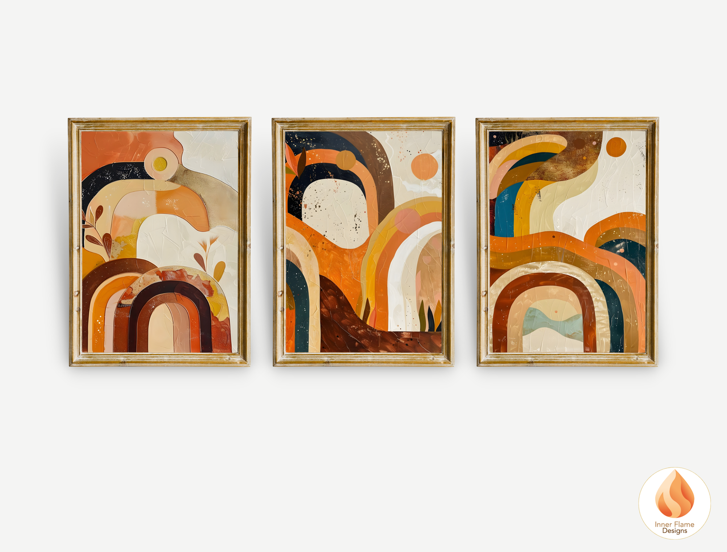Eclectic Boho Wall Art Décor for Modern Home Design | Triptych Artwork (Series 3)