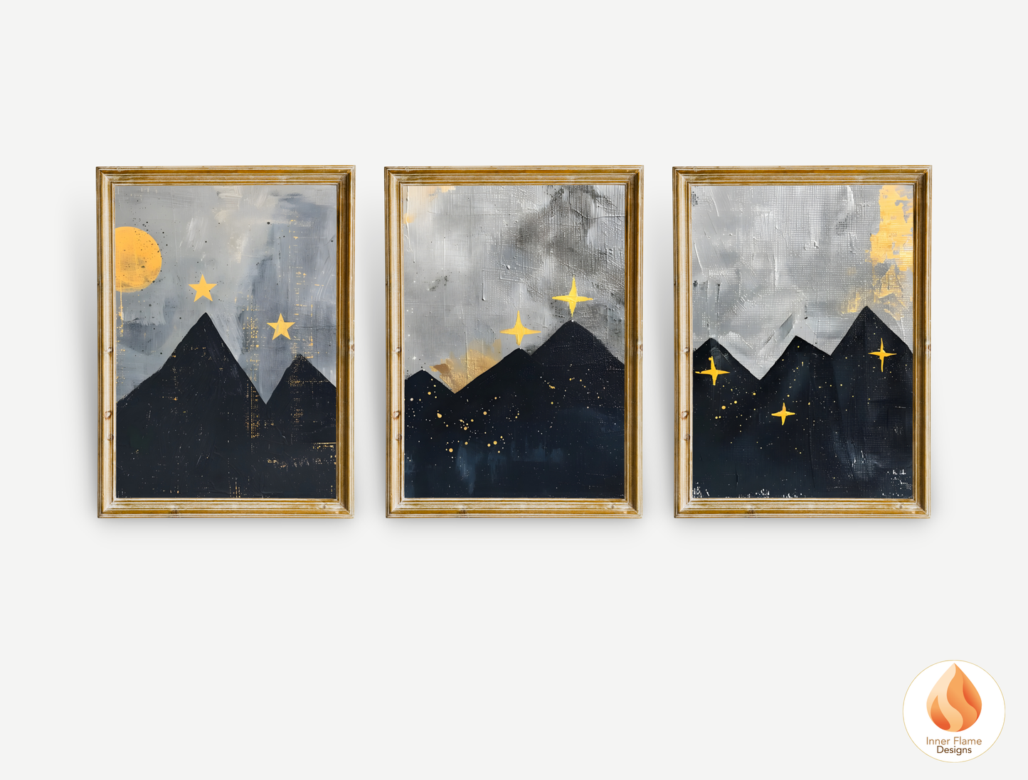 Ethereal Japandi Art for Modern Home Design | Triptych Artwork (Series 3)