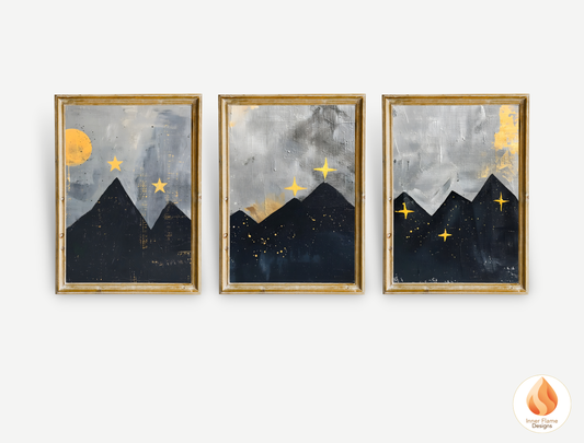 Ethereal Japandi Art for Modern Home Design | Triptych Artwork (Series 3)