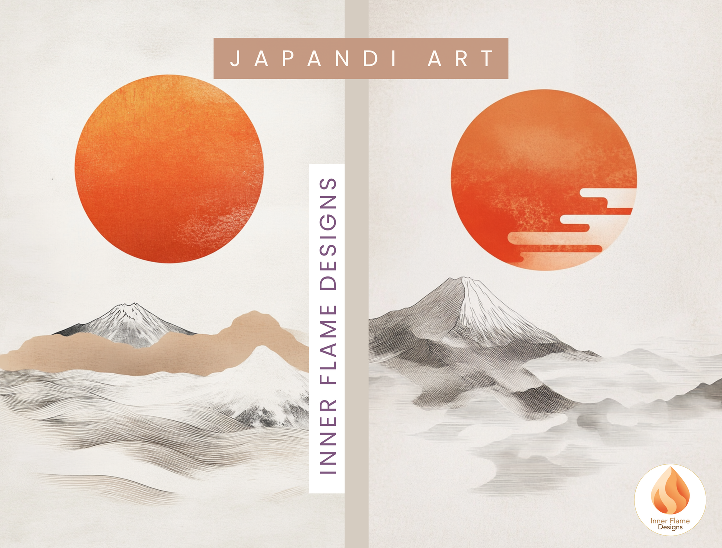 Harmonious Japandi Art for Modern Home Design | Diptych Artwork (Series 1)