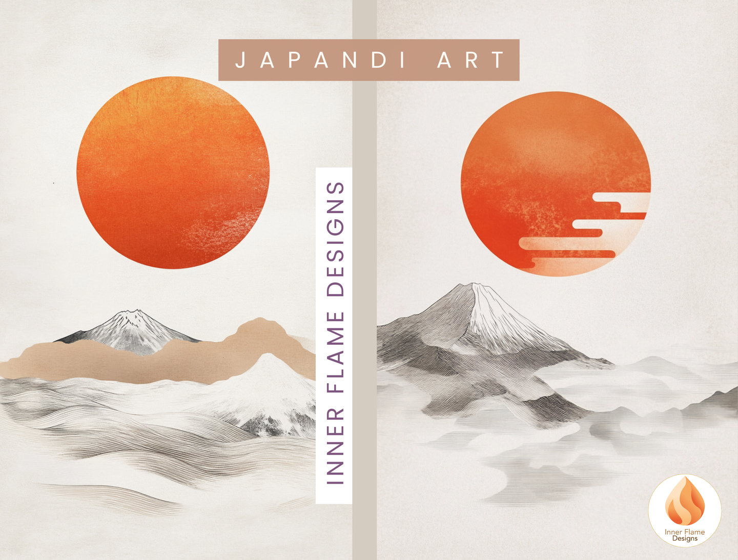 Harmonious Japandi Art for Modern Home Design | Diptych Artwork (Series 1)