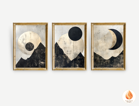 Ethereal Japandi Art for Modern Home Design | Triptych Artwork (Series 1)