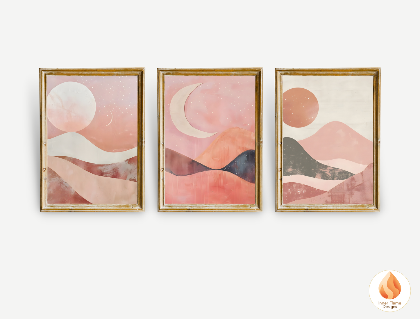 Soothing Boho Wall Art Décor for Modern Home Design | Triptych Artwork (Series 5)