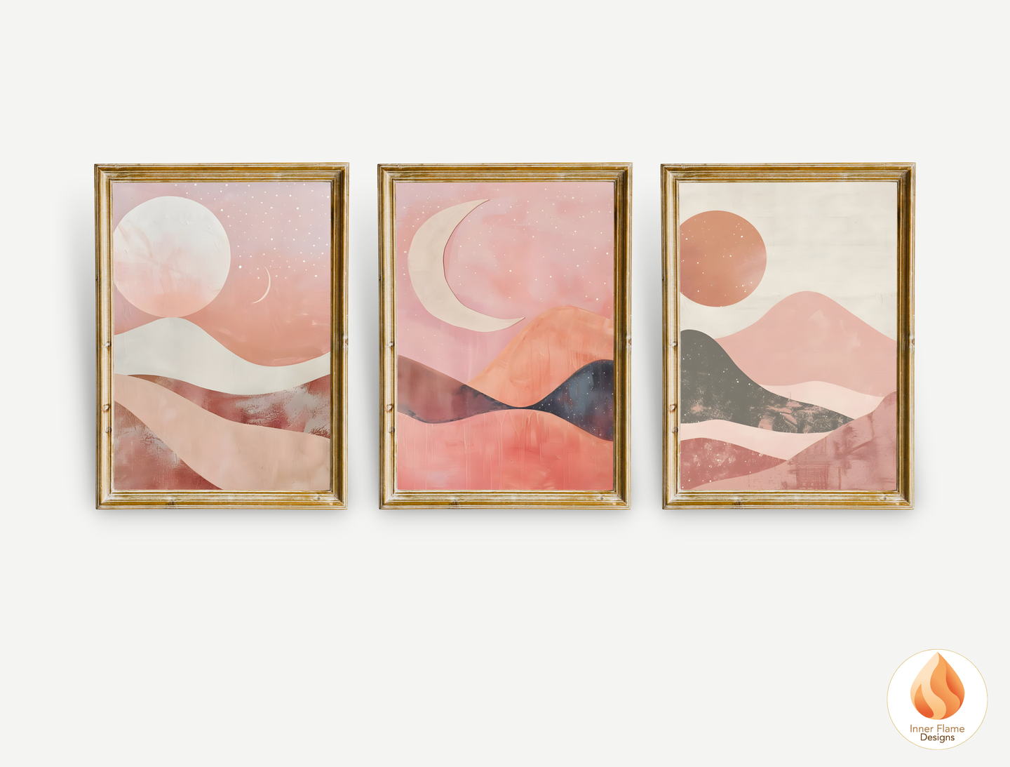 Soothing Boho Wall Art Décor for Modern Home Design | Triptych Artwork (Series 5)