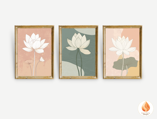 Subtle Japandi Art for Modern Home Design | Triptych Artwork (Series 3)