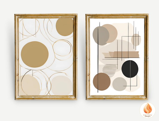 Classic Geometric Artwork for Modern Home Design | Diptych Artwork