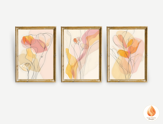 Graceful Line Art for Modern Home Design | Triptych Artwork (Series 3)