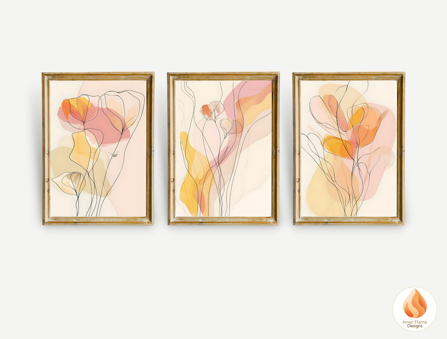 Graceful Line Art for Modern Home Design | Triptych Artwork (Series 3)