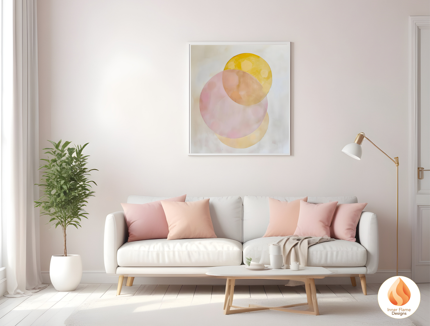 Soft and Sweet Geometric Artwork for Modern Home Design | Triptych Artwork