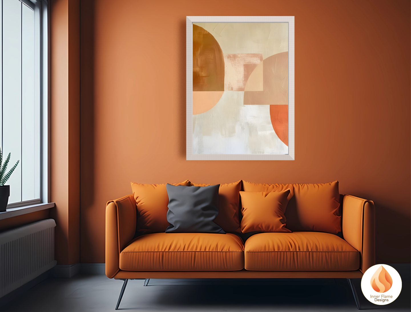 Terracotta Geometric Artwork for Modern Home Design | Triptych Artwork