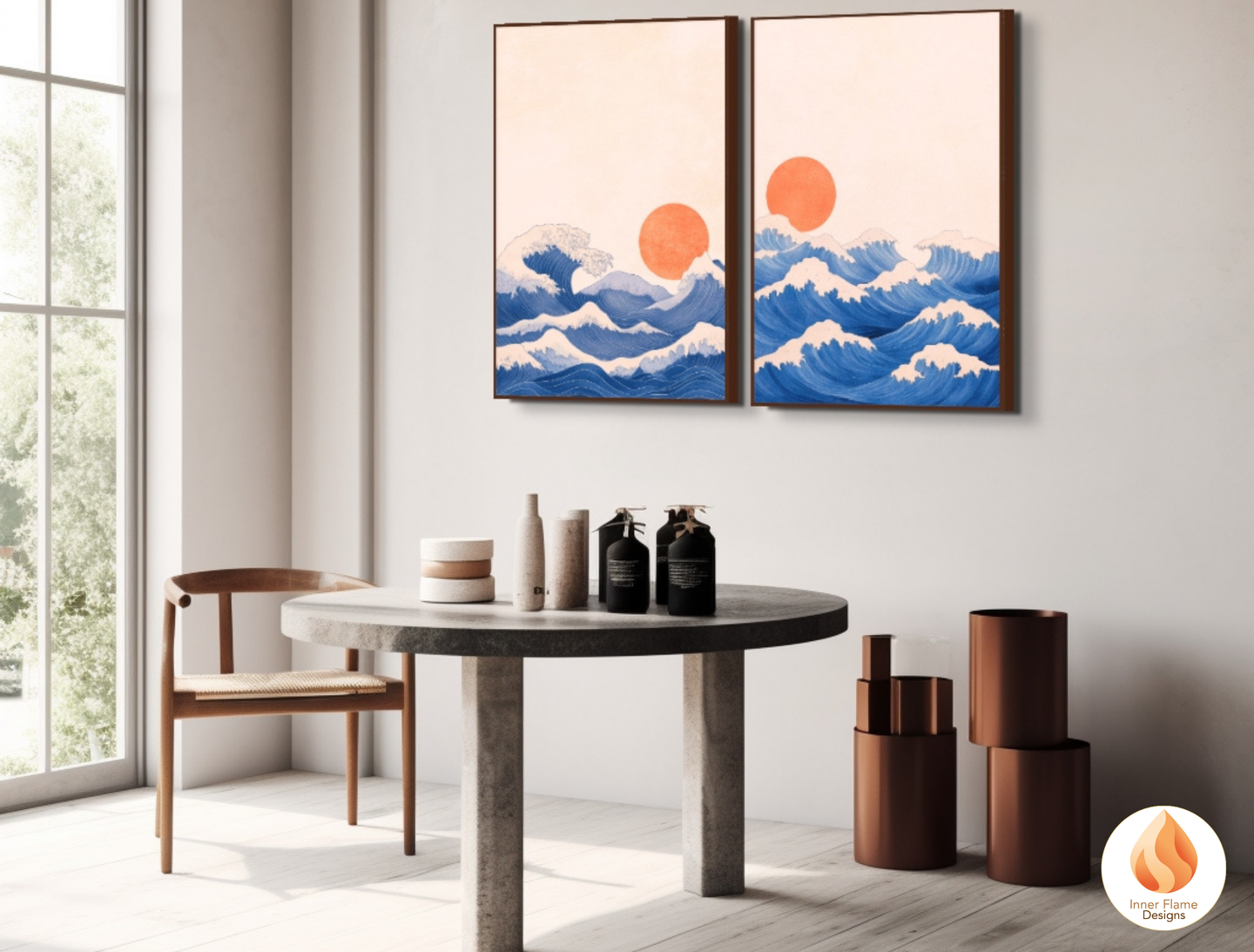 Vibrant Japandi Art for Modern Home Design | Diptych Artwork (Series 1)